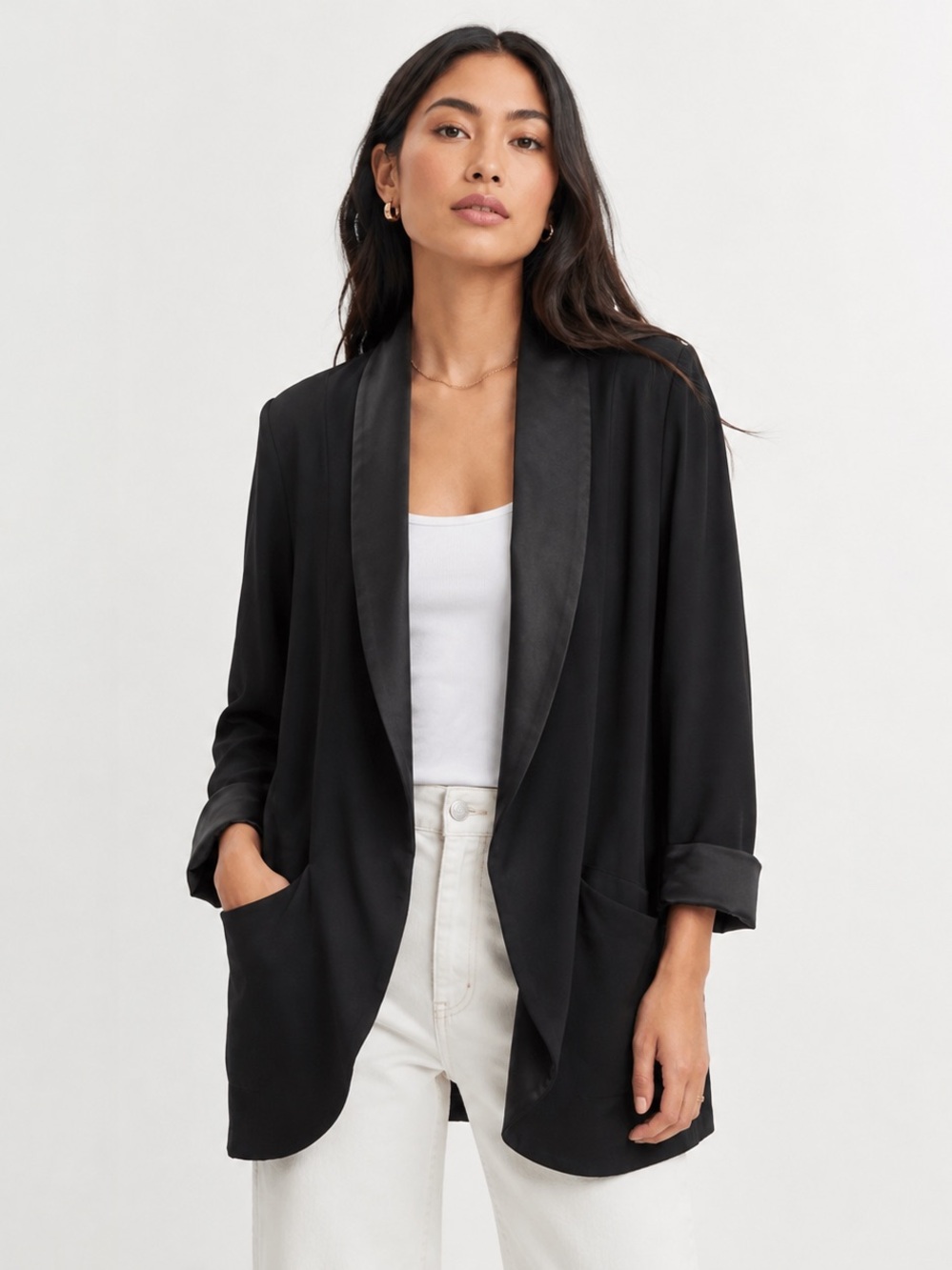 Aritzia Wilfred Black Open Front Tuxedo Blazer Size 6